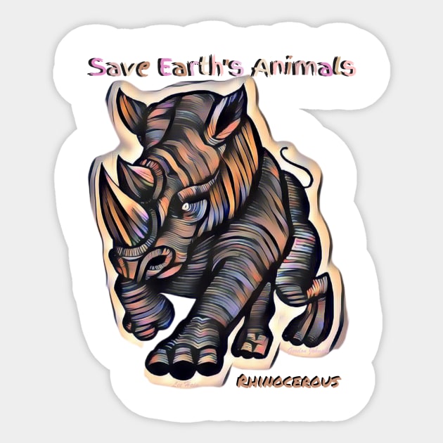 Rhinoceros Sticker by Lees Tees